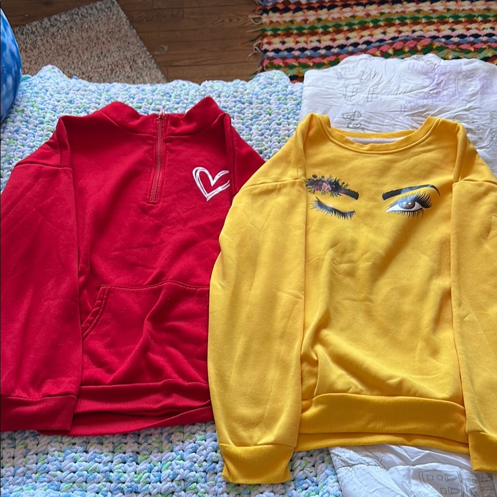 Red and Yellow Graphic Sweatshirts